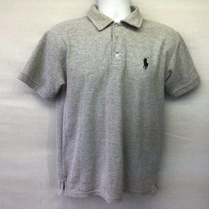Ralph Lauren Men's Gray Polo Shirt Logo Short Sleeve Buttons Side Slits Casual M